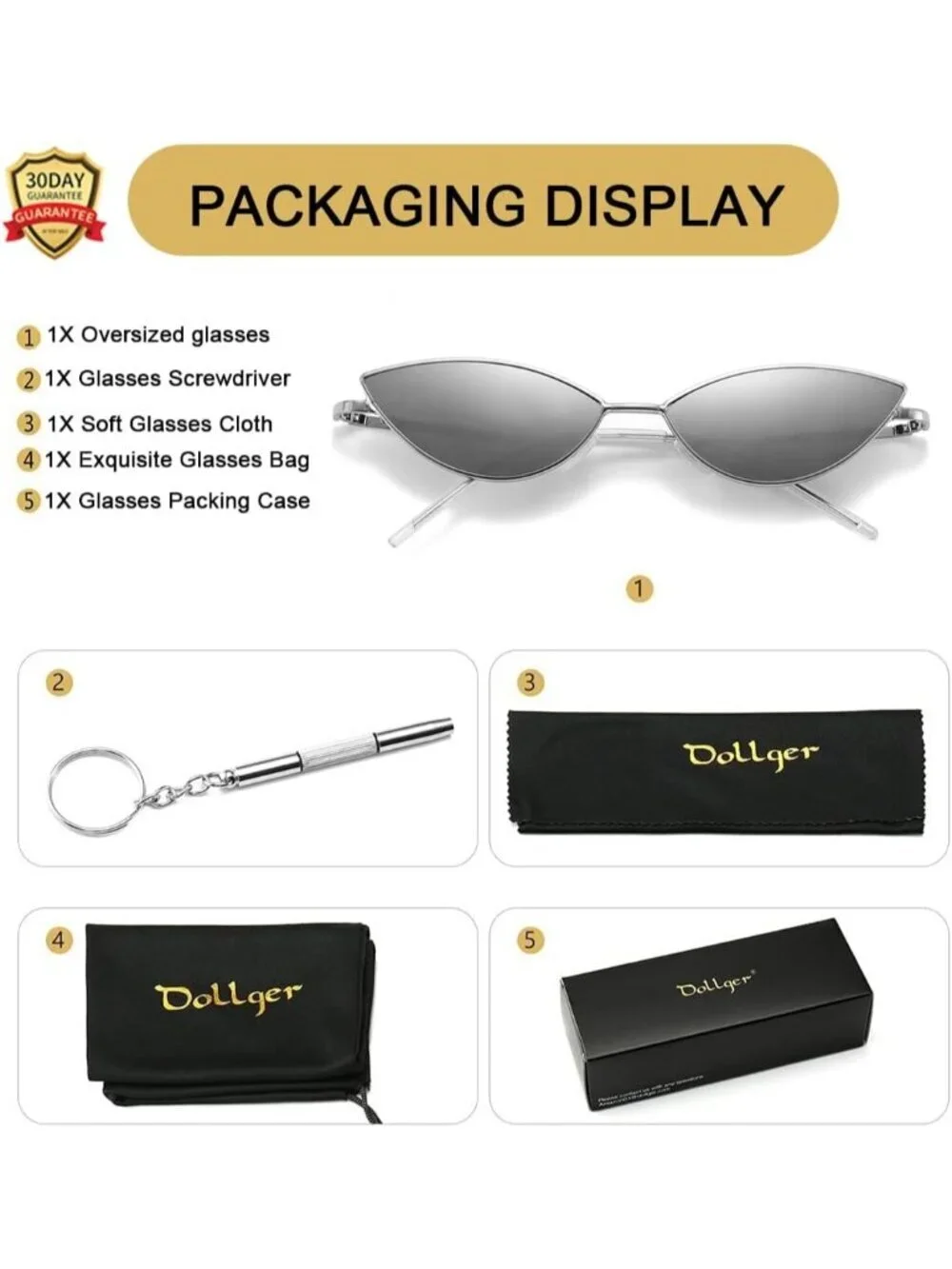 Women's Cat Eye Cute Sunglasses Triangle Vintage Trendy Cool Sun Glasses Silver